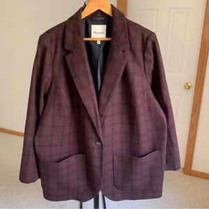 Madewell Larsen Blazer Wool Windowpane Plaid Women’s 2X